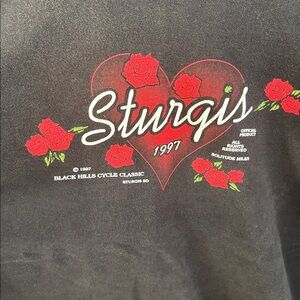 Fruit of the Loom Black Sturgis 1997 T-Shirt Vintage XL Rose Graphic
